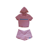 Women “Kickrunnerz Crop Top Hoodie Set” (Pink)